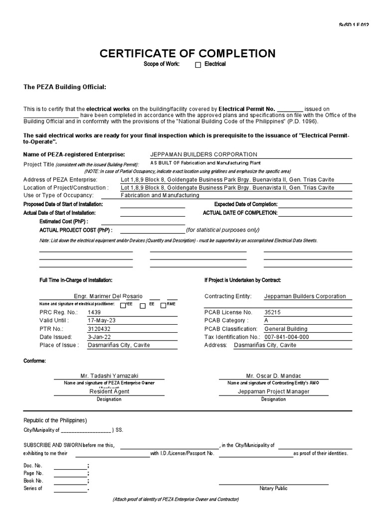 COC Electrical PDF Identity Document Document