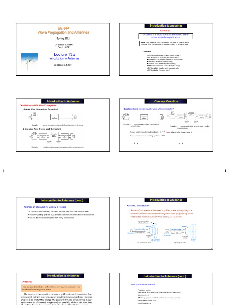 Lecture 13a EE 344 Wave Propagation and Antennas PDF Antenna
