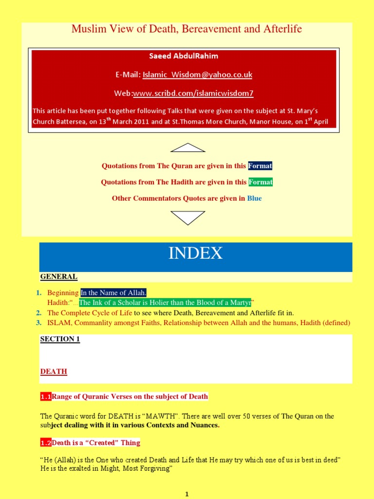 Muslim View of Death, Bereavement and AfterLife | PDF | Quran | Islam