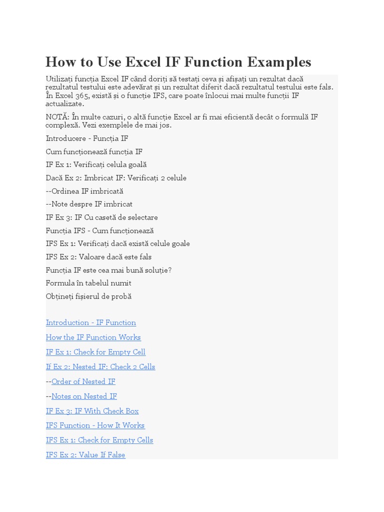 How To Use Excel IF Function Examples | PDF