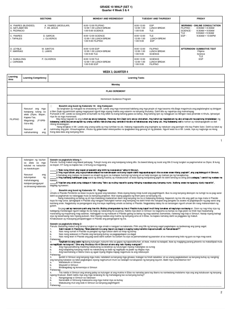 WHLP Week 3 4 1st Set 4th QT | PDF