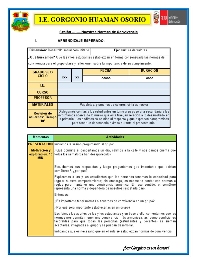 Normas de Convivencia en el Aula | PDF | Salón de clases