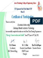 Certificate of Participation: "Energy Conservation and Audit"