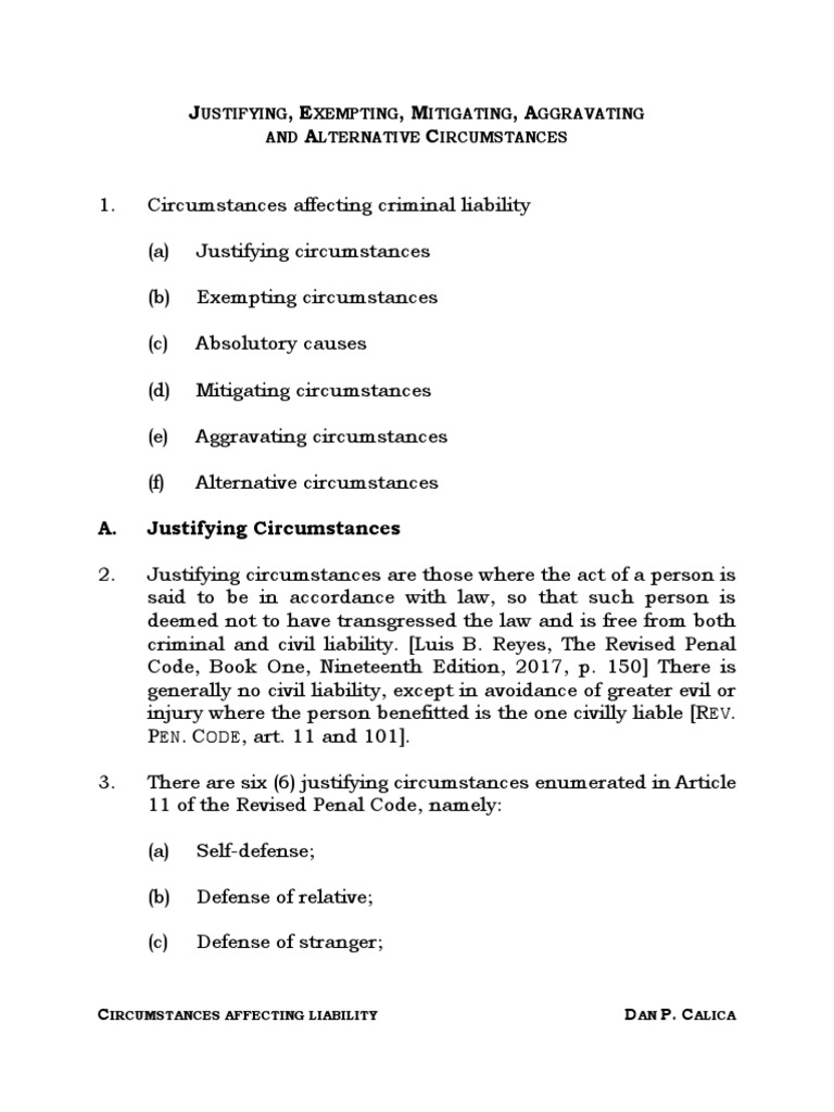 Circumstances Impacting Criminal Liability | PDF | Criminal Law | Crimes