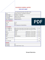 Tank Data Sheet 8.50m Dia X 6.00m High