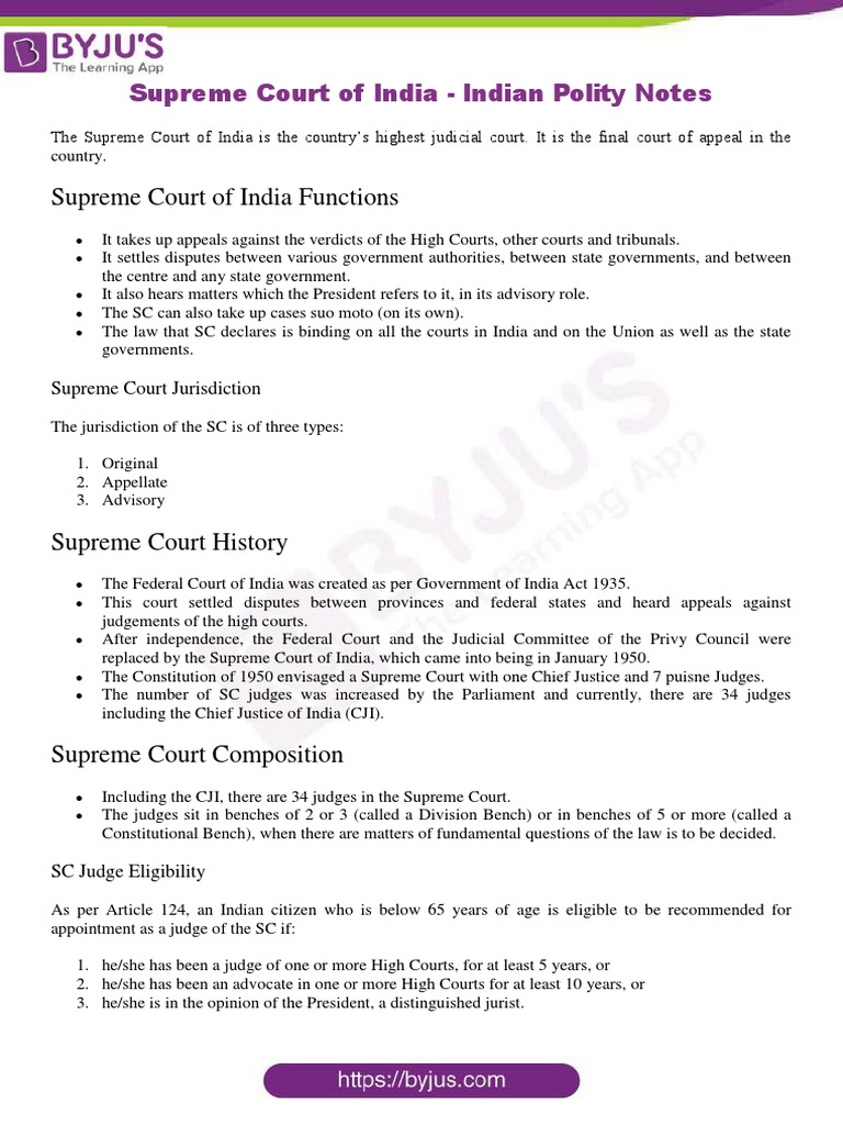 Supreme Court of India Overview | PDF | Supreme Court Of India ...