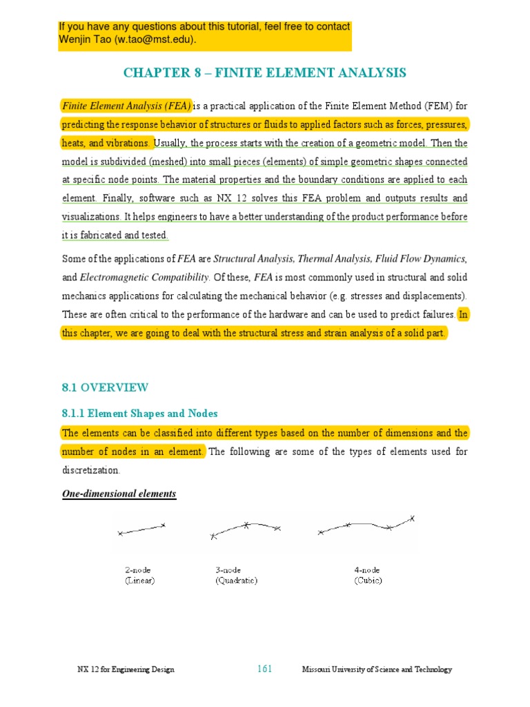 Chapter 8 - Finite Element Analysis | PDF | Finite Element Method ...
