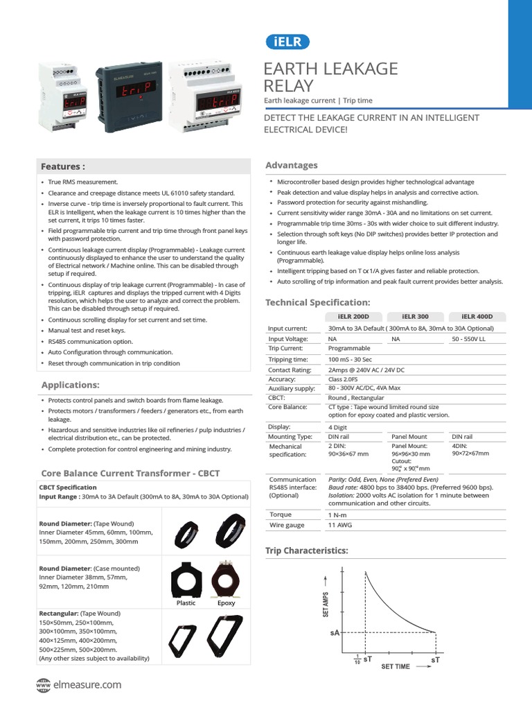 RK Engineering Earth Leakage Relay | PDF | Transformer | Alternating ...