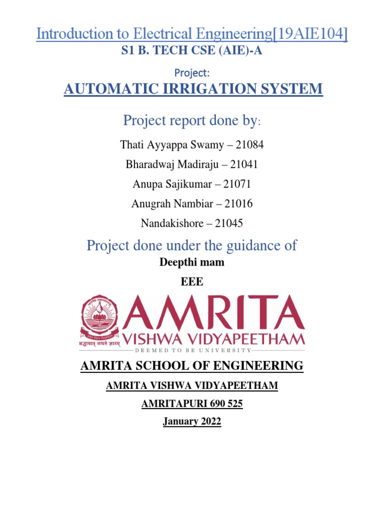 Automatic Irrigation Project Circuit Diagram