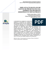 Implantação Do Plano de Gestão de Projetos em Uma Empresa Do Segmento Siderúrgico e Metalúrgico