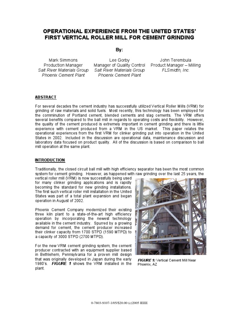 VRM Operations in US Cement Grinding | PDF | Mill (Grinding ...