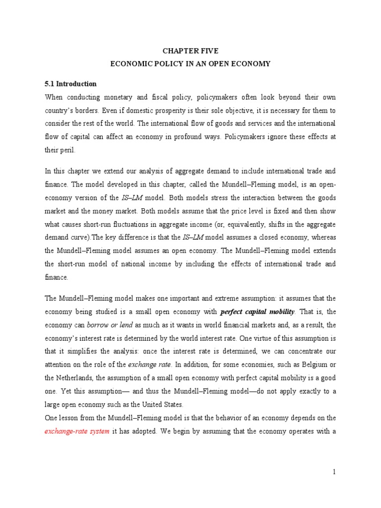Open Economy Economic Policy | PDF | Fiscal Policy | Exchange Rate