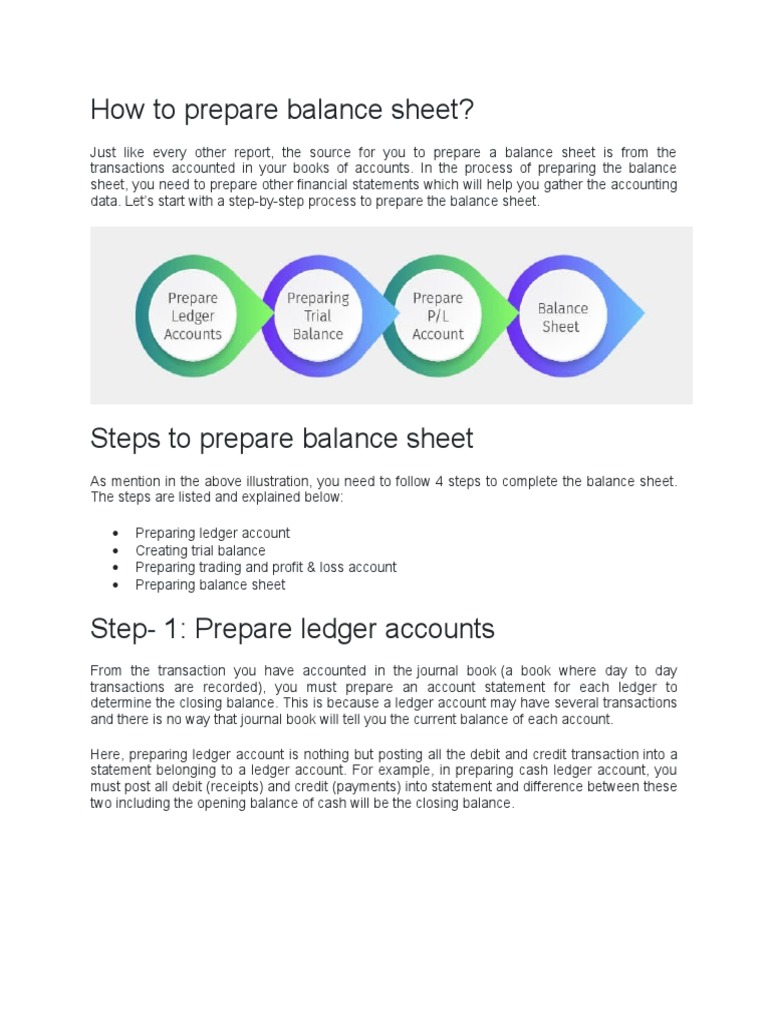 Steps to Prepare a Balance Sheet | PDF | Debits And Credits | Balance Sheet