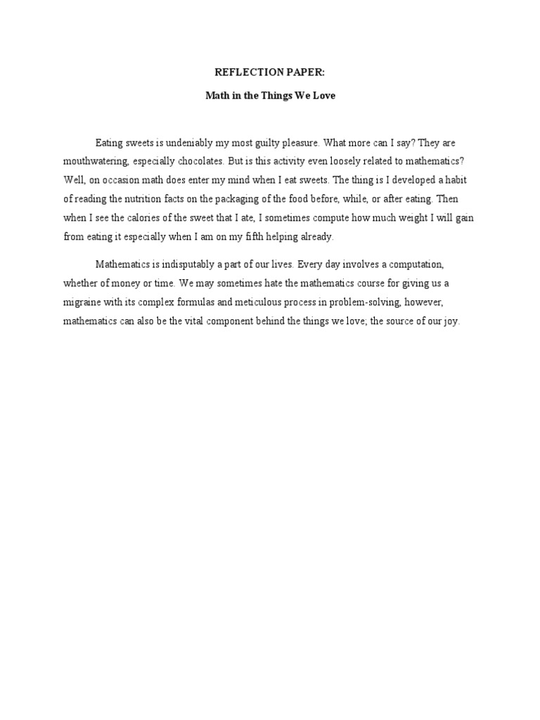 Reflection Paper Math in The Things We Love PDF