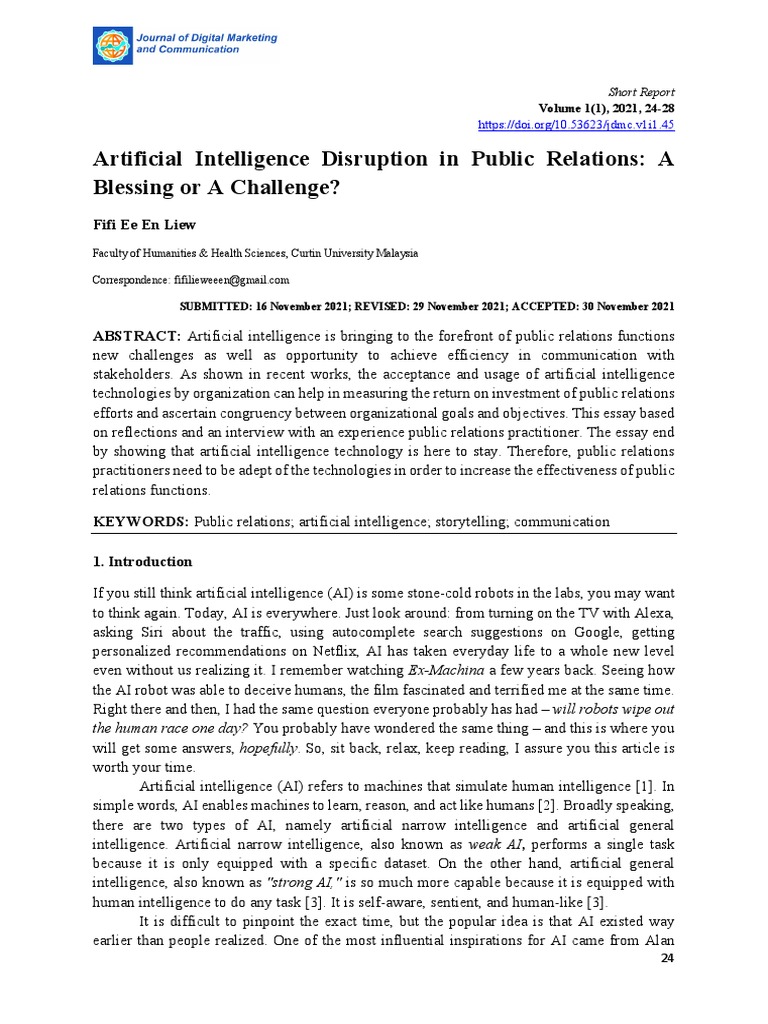 Artificial Intelligence Disruption in Public Relations | PDF ...