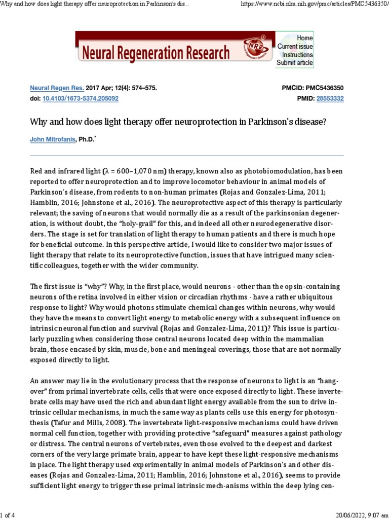 Why and How Does Light Therapy Offer Neuroprotection in Parkinson's