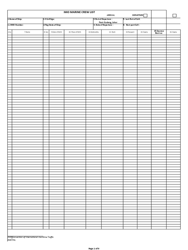 IMO Crew and Passenger Lists | PDF | Malaysia | Shipping
