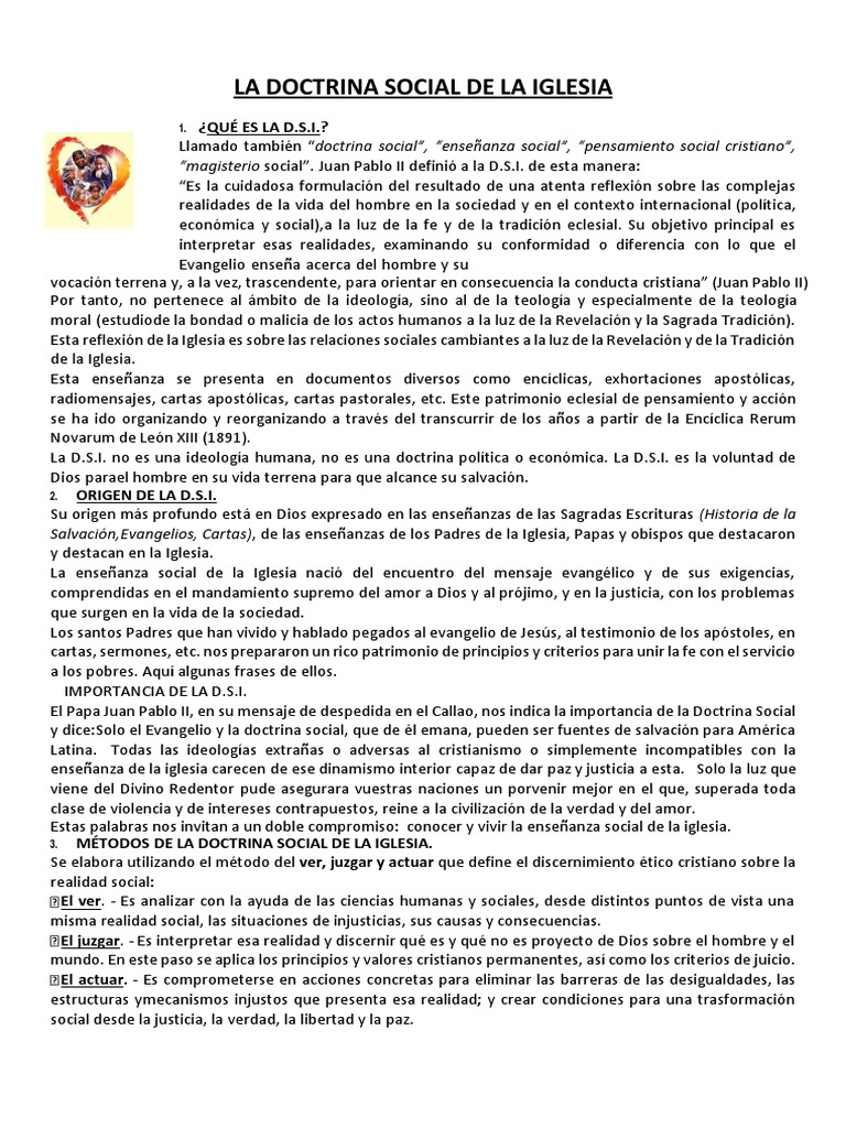 Origen y Principios de la DSI | PDF | Iglesia Católica | Doctrina ...