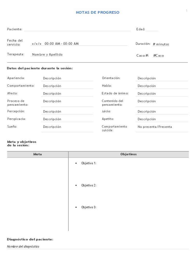 Notas de Progreso del Paciente | PDF