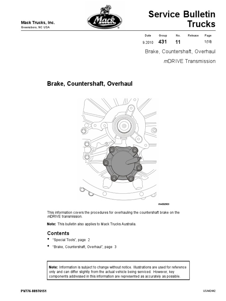 TSBmDRIVE BRAKE COUNTERSHAFT OVERHAUL PDF Piston Clutch