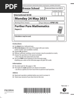 Monday 24 May 2021: Further Pure Mathematics