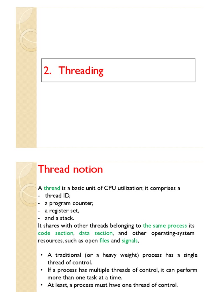 Operating Systems Week 3 Lecture1 Threading PDF Thread