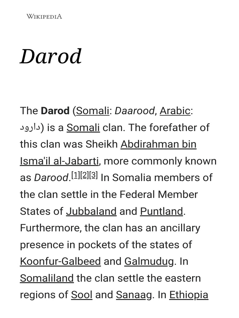 Darod - Wikipedia | PDF | African People | Somalia