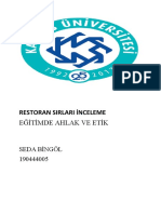 Restoran Sirlari İnceleme: Eğitimde Ahlak Ve Etik