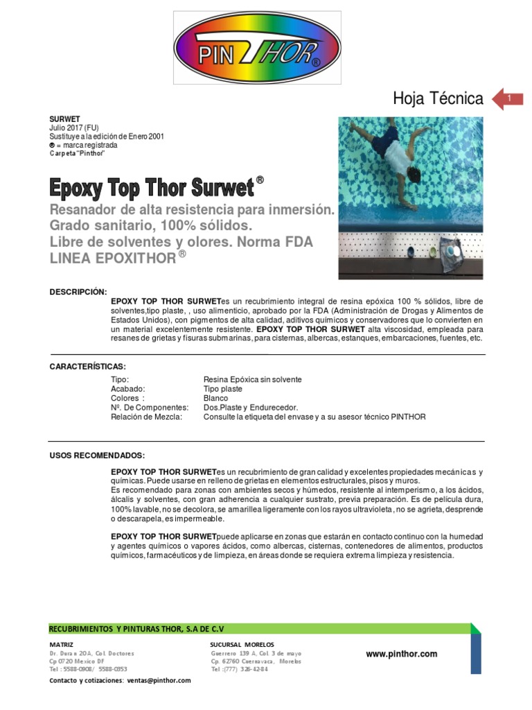 Epoxy Top Thor Surwet 2017 | PDF | Epoxy | Materiales