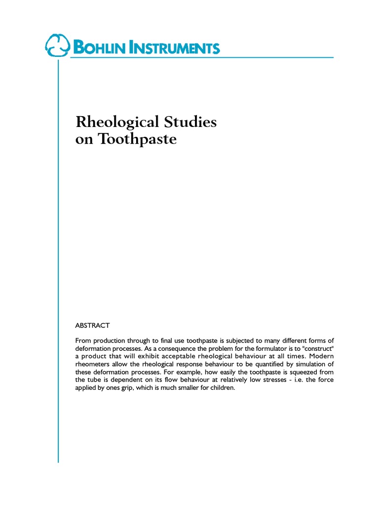 Rheology of Toothpaste | PDF | Rheology | Deformation (Engineering)