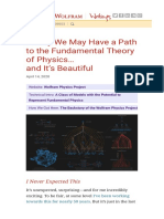 Finally We May Have A Path To The Fundamental Theory of Physics and It's Beautiful-Stephen Wolfram Writings
