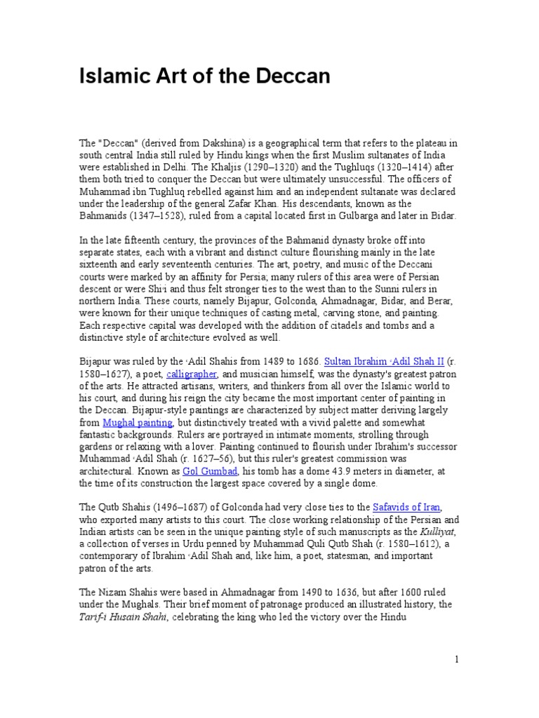 Islamic Art of The Deccan | PDF | Asia | Paintings