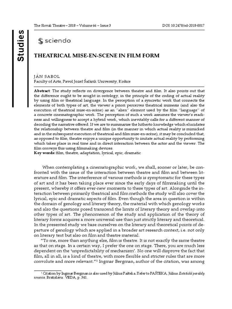 Theatrical Mise-en-Scène in Film | PDF | Narrative | Reality