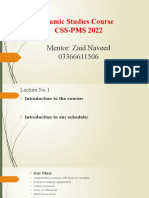 Islamic Studies Course CSS-PMS 2022: Mentor: Zaid Naveed 03366611506