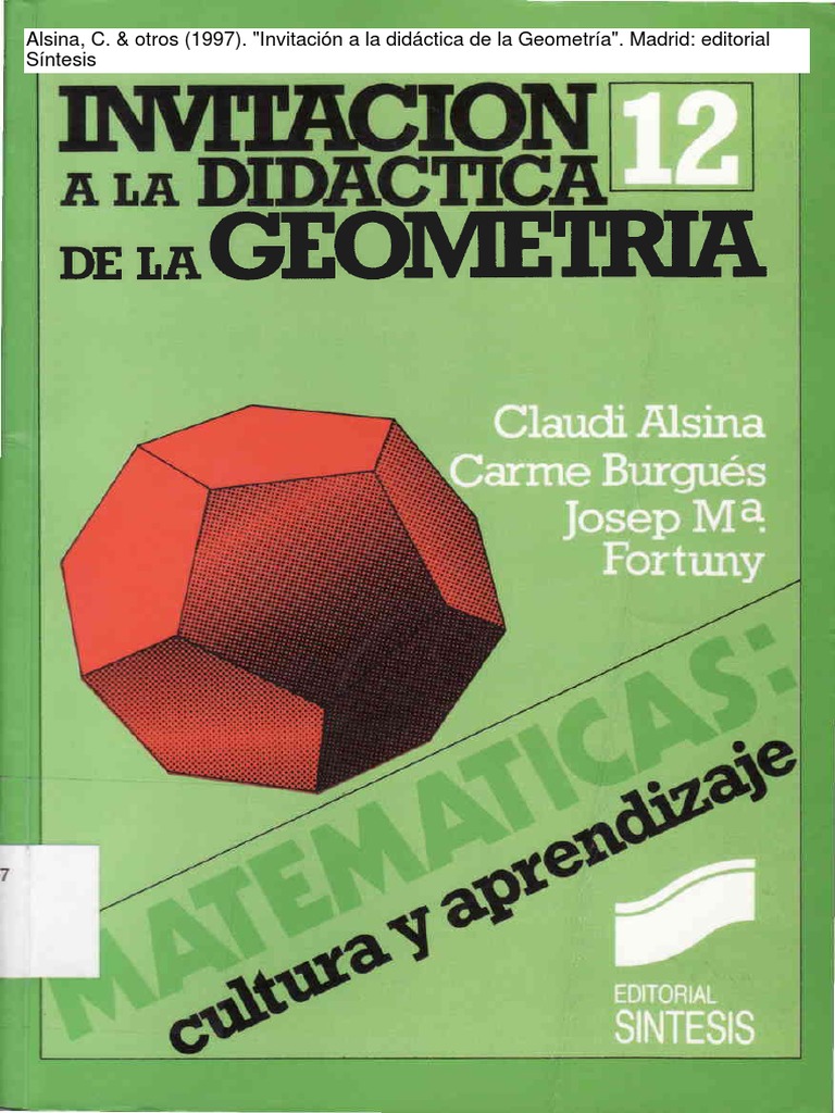 Cultura Y Aprendizaje 12 Invitacion A La Didactica de La Geometria