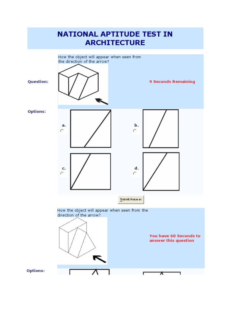 National Aptitude Test In Architecture PDF Test Assessment 