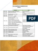 Agenda Foro Académico Embrión 2019