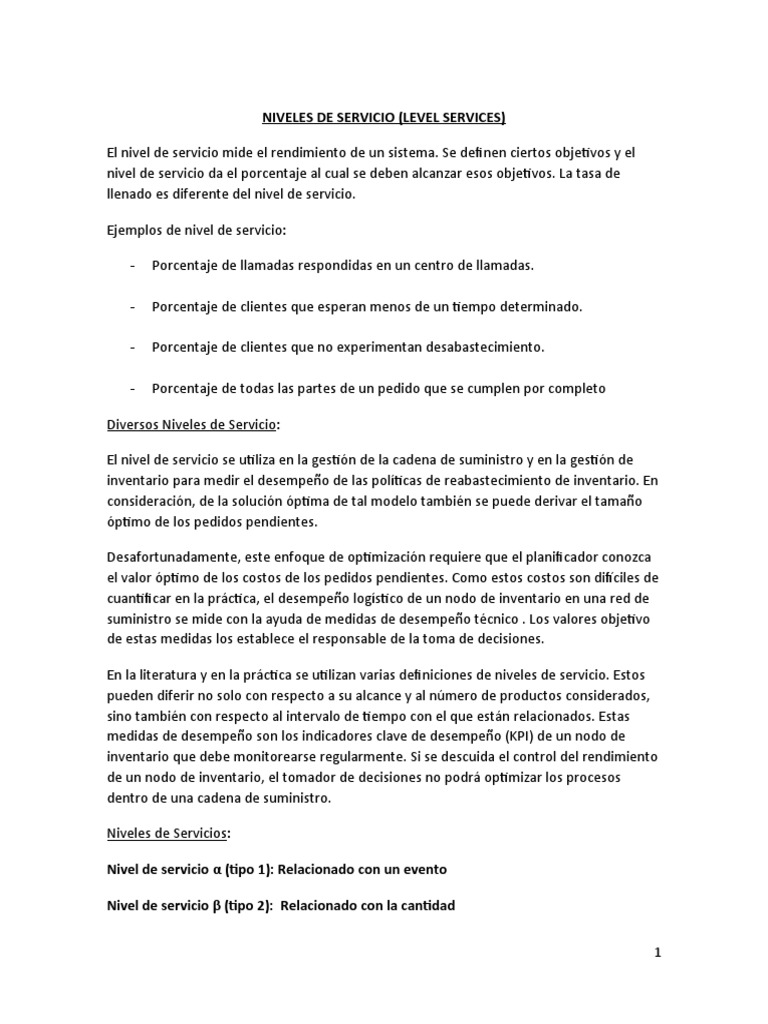 NIVELES DE SERVICIO (LEVEL SERVICES) - FILL - RATES y OTIF-BACKORDERS ...