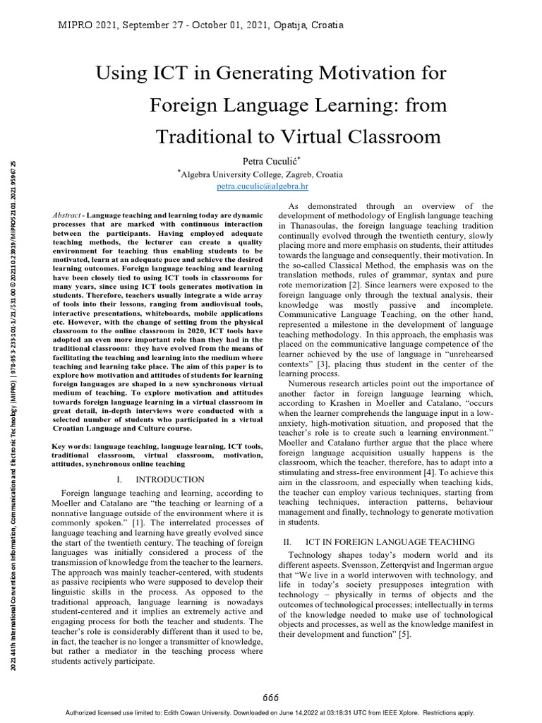 Using ICT in Generating Motivation For Foreign Language Learning From ...