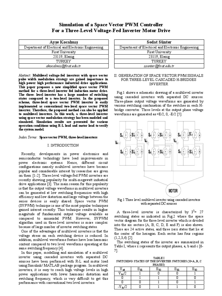 Space vector pulse width modulation for three-level converters picture