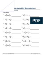 Adding Mixed Numbers (Like Denominators) : Grade 5 Fractions Worksheet