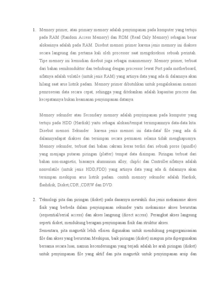 Memahami Memori Primer dan Sekunder | PDF