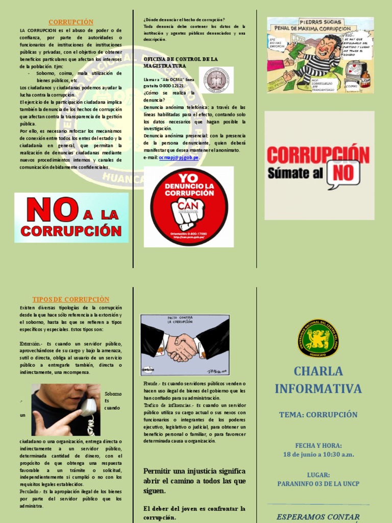 Triptico Corrupcion PDF Corrupción política Justicia