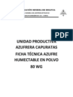 Unidad Productiva Azufrera Capuratas Ficha Técnica Azufre Humectable en Polvo 80 WG