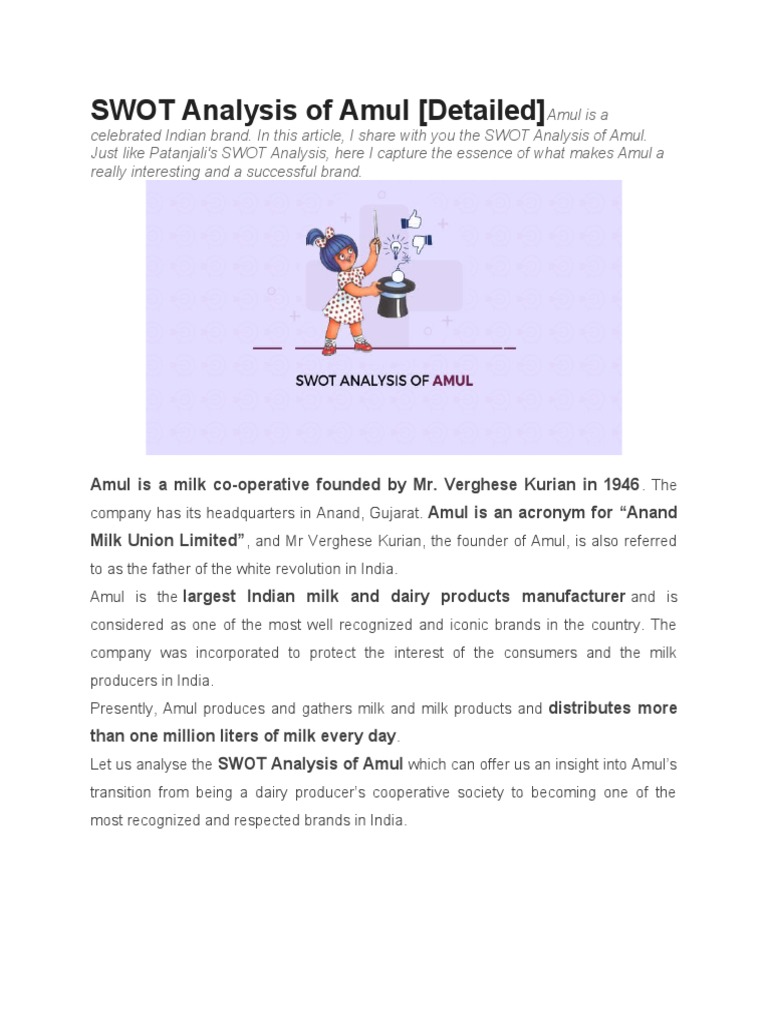 Amul Swot-Analyse : Exclusive Research on the Business Model of Amul ...