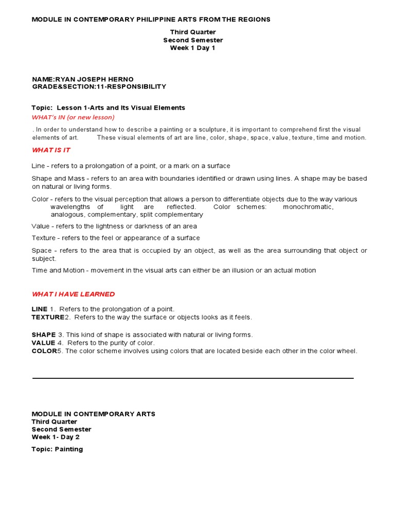 Contemporary Philippine Arts Module | PDF | Acrylic Paint | Paintings