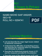 Public Policy: From Legal Issues To Privacy: Name Mohd Saif Ansari SEC 'B' ROLL NO 0204741