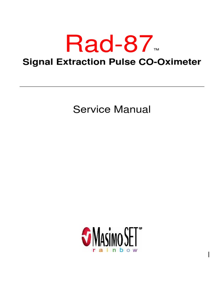Masimo Rad87 Pulse Oximeter Service Manual PDF Electricity