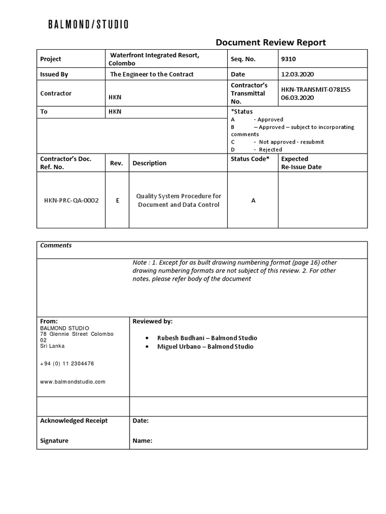 HKN Quality Control Procedure Document | PDF | Specification (Technical ...