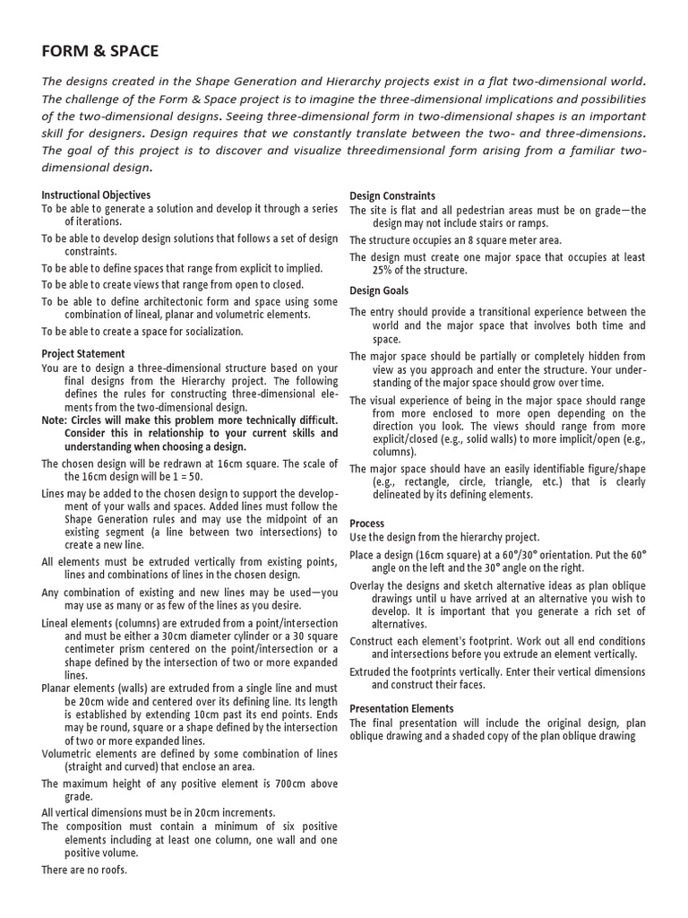 Form and Space Exercise Edited | PDF | Space | Angle